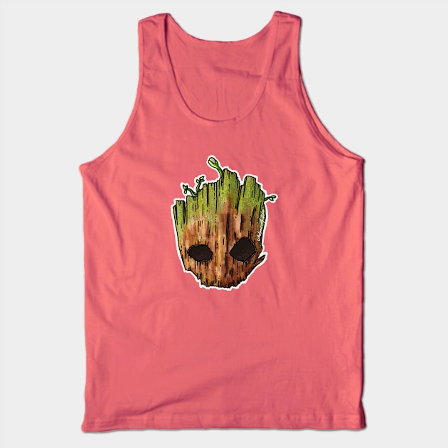 Baby Groot Skull Tank Top by TheLoneWolfStudio